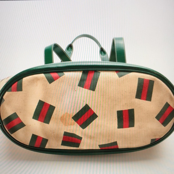 #0245 RARE Vintage Gucci Web Stripe Print Bucket Tote - Picture 5 of 12
